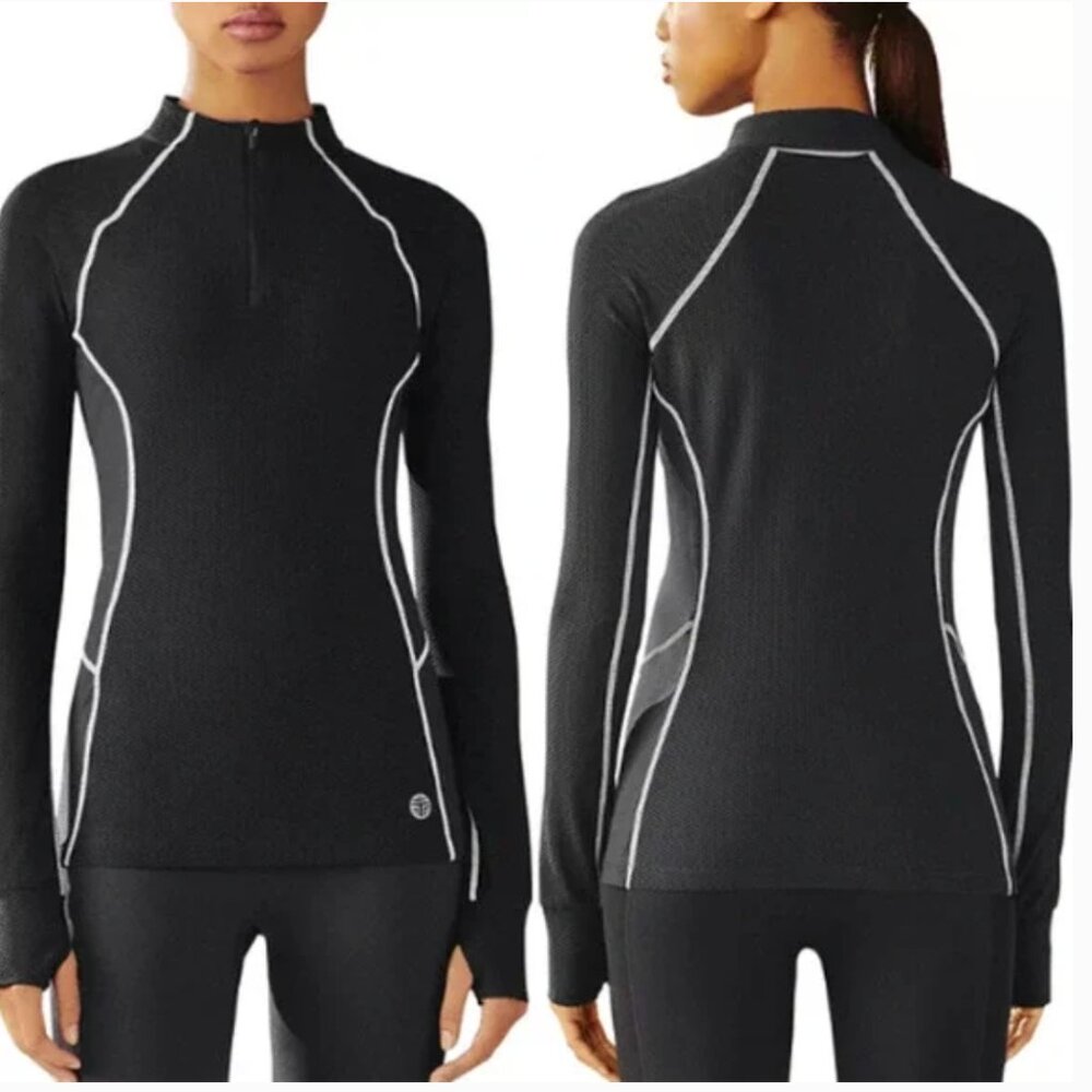 Tory Sport Mesh Quarter-Zip Pullover Color: Sport Black Size: XL - Picture 2 of 7